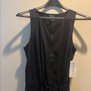 Athleta Black Sleeveless Zip-Front Romper